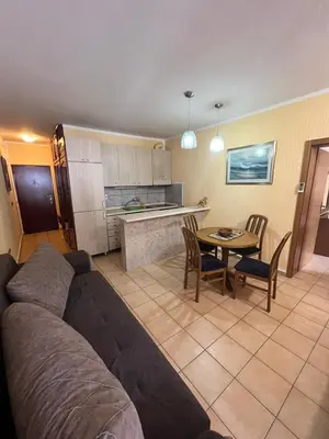 a living room with a couch and a table at Apartman Sutomore in Sutomore