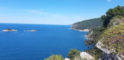 a view of the ocean from a cliff at BOK HOLIDAY HOME Petrovac in Petrovac na Moru