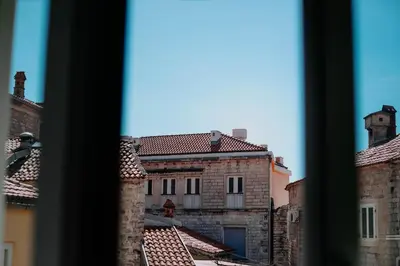a view from a window of a city with buildings at Villa Casa di Pietra - Budva Old town in Budva