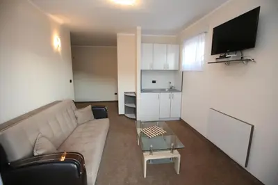 a living room with a couch and a table at VilaElenaMarko in Budva