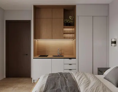 a kitchen with a sink and a counter at Apartments Budva Center 2 in Budva