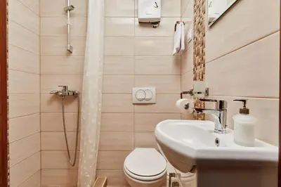 a bathroom with a toilet and a sink at Apartment Aura with Sea View in Kotor