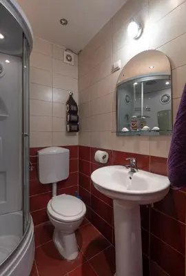 a bathroom with a toilet and a sink and a shower at Casa al mare Petrovac, Montenegro in Petrovac na Moru