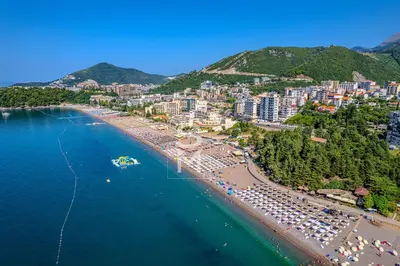 an aerial view of a beach with a city at Status-M Apartments 152 in Becici
