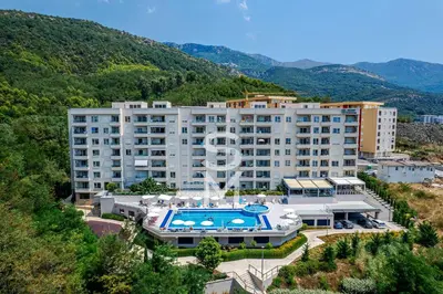 an aerial view of a hotel with a swimming pool at Status-M Apartments 152 in Becici