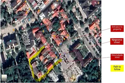 a map of a city with buildings and roads at Green House in Cetinje