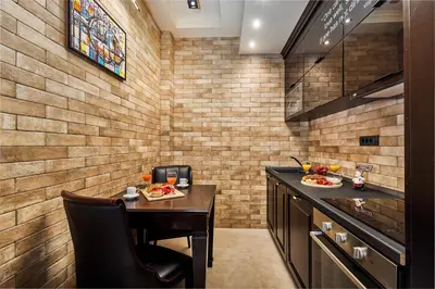 a kitchen with a table with food on it at Apartment Lav in the City Centre in Kotor
