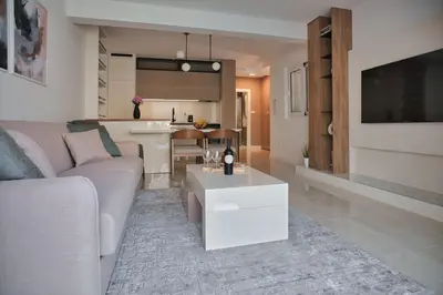 a living room with a couch and a table at ChillOut apartment in Kotor Bay in Kotor