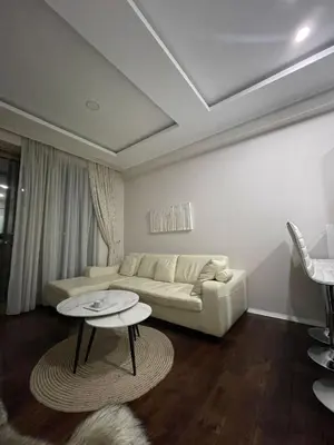 a living room with a couch and a table at Luxury apartment in Victoria Palace Budva center in Budva