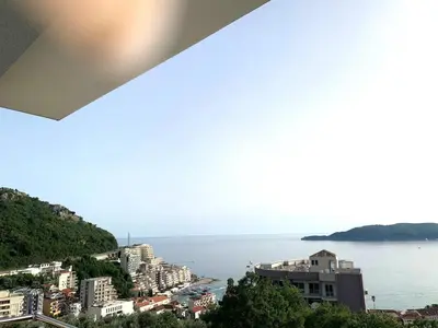 a view of the ocean from a building at Apartments GC 3 in Rafailovici