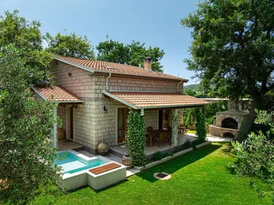 a house with a swimming pool in a yard at Villa Helena in Kotor