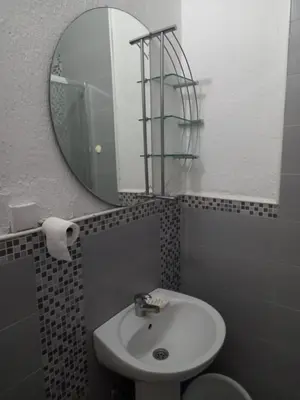 a bathroom with a sink and a mirror at MD Apartmani Canj in Čanj