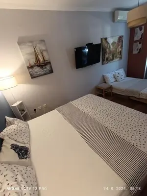 a bedroom with a large bed and a couch at Apartment Anika in Becici