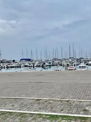 a marina with a bunch of boats in the water at Apartman Ana Zeleni pojas in Bar