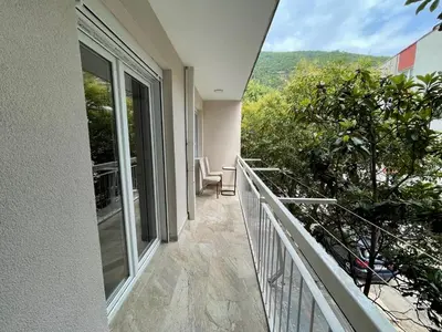 a balcony of a house with a view at Apartman Sofija Budva in Budva