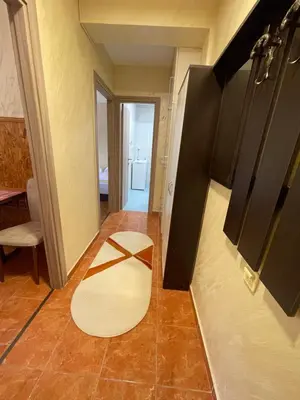 a room with a white rug on the floor at Apartman Sofija Budva in Budva