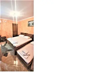 two pictures of a room with a bed at Villa M in Dobra Voda
