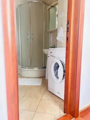 a washer and dryer in a small room at Apartman Luka Budva in Budva