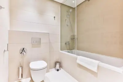 a bathroom with a toilet and a bath tub at Sunraf Luxe Apartments in Budva