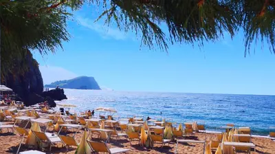 a bunch of chairs and umbrellas on a beach at Villa Stanivukovic in Budva