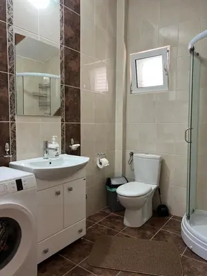 a bathroom with a toilet and a sink and a shower at Villa Pari Apartment in Kotor
