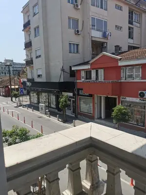 a view of a city street with buildings at Stars Aspava Blue HOSTEL in Podgorica