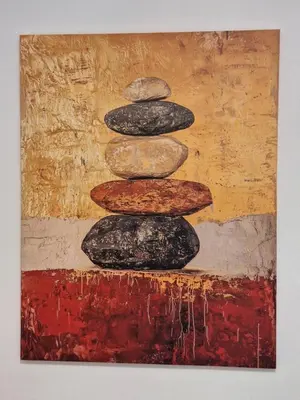 a painting of rocks on a wall at Red House Apartment in Kotor