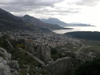 a view of a city from a castle at Apartman -PANORAMA LUX in Sutomore