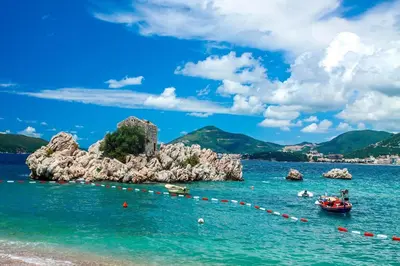 a view of a small island in the water at Varja 3 Apartment in Pržno