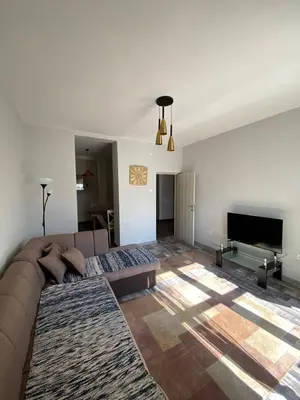 a living room with a couch and a flat screen tv at Apartmani Vila in Cetinje