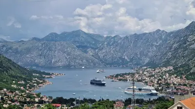 a view of a bay with boats in the water at Anastasija 2 in Kotor
