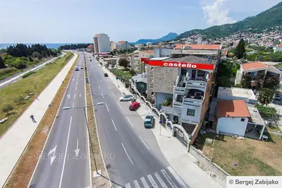 an overhead view of a street in a city at Apartments and Rooms Grande Casa in Bar