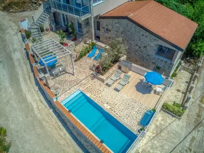 an overhead view of a swimming pool in a house at Adriatic paradise in Budva