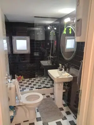 a bathroom with a toilet and a sink at Budva stan Natasa in Budva