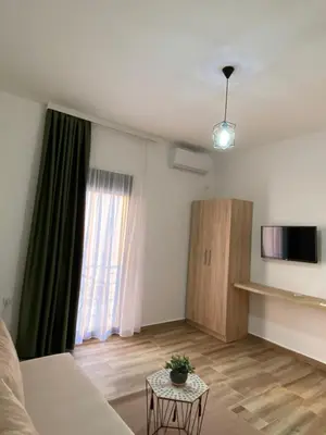 a living room with a couch and a table at Xhan Apartments in Ulcinj