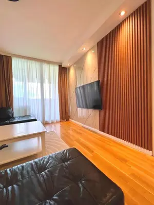 a living room with a couch and a flat screen tv at Apartment Hana in Bar