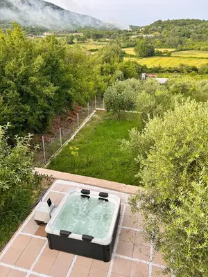 an aerial view of a hot tub on a patio at Greenscape Village in Ulcinj