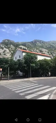 a large white building with trees on the side of a street at I&G APARTMENTS in Kotor