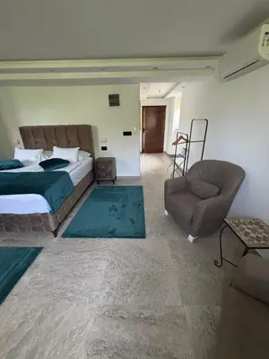 a bedroom with a bed and a couch and a chair at I&G APARTMENTS in Kotor