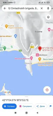 a screenshot of the google maps app with a map at Apartman Becici beach in Becici