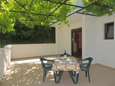 a table and chairs sitting on a patio at Villa Budvanka Guesthouse in Budva