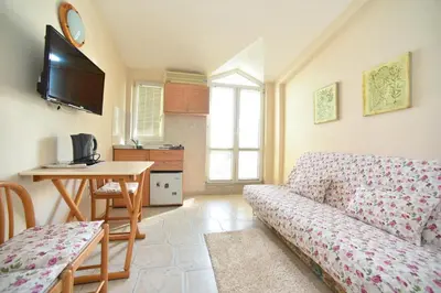a living room with a couch and a table at Apartment Plazza Rafailovici in Rafailovici