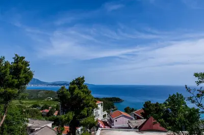 a town with a view of the ocean at Vila Hrastovi in Sutomore
