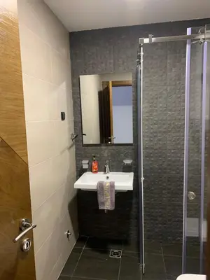 a bathroom with a sink and a shower at AD luxury in Podgorica
