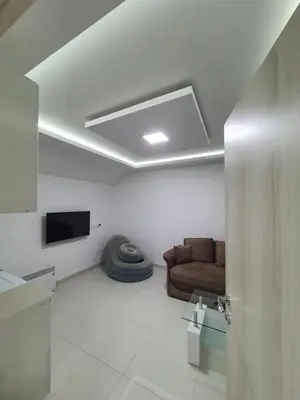 a living room with a couch and a television at Apartman Tolosi 2 in Podgorica