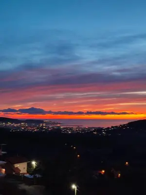 a view of the sunset from a city at Holiday home N&S in Bar
