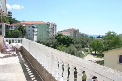 a balcony with a view of a city at Spacious 2Bedroom Flat Budva Becici in Boreti