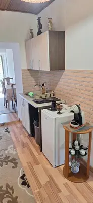 a kitchen with a sink and a stove top oven at house for rent 