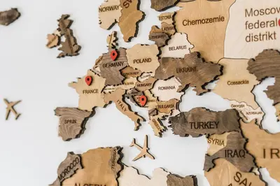 a map of europe with red pins at Vila katune 2022 in Ulcinj