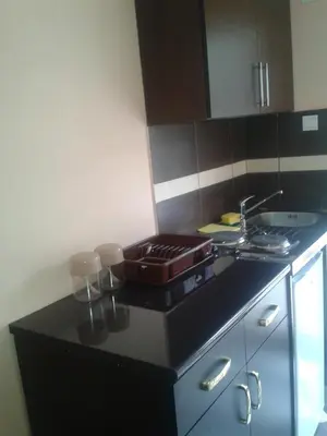 a kitchen with a sink and a counter top at Studios Milošev in Bar